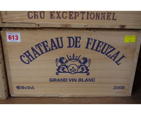 A case of twelve 75cl bottles of Chateau de Fieuzal Blanc,&nbsp;2000, in owc. (12)PLEASE NOTE: ADDITIONAL VAT ON THE HAMMER P
