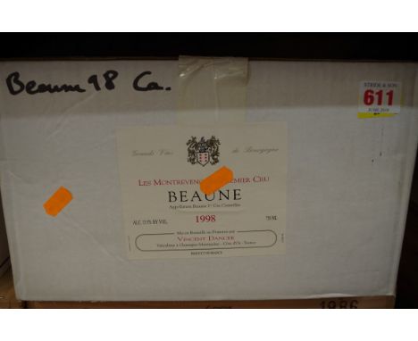 A case of twelve 75cl bottles of Beaune Montrevenots, Vincent Dancer,&nbsp;1998, in oc. (12)PLEASE NOTE: ADDITIONAL VAT ON TH