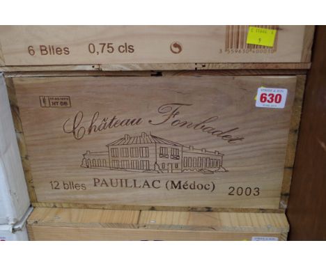 A case of twelve 75cl bottles of Chateau Fonbadet,&nbsp;2003, in owc. (12)PLEASE NOTE: ADDITIONAL VAT ON THE HAMMER PRICE. 