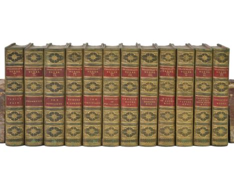 Thackeray (William Makepeace). Works, 12 volumes, Smith, Elder & Co., 1879-80, etched frontispiece to each volume, volume 12 