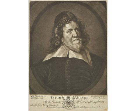 *Artist and Writers. Green (Valentine), Inigo Jones..., published J. Boydell, 1775, small mezzotint on wove after Van Dyke, t