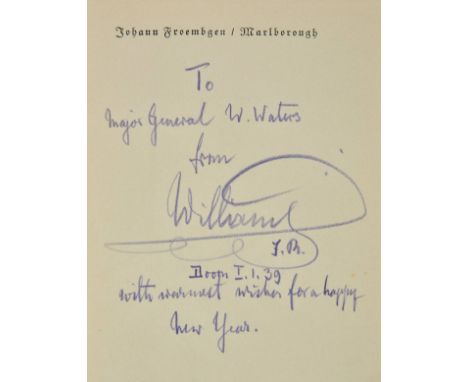 Kaiser Wilhelm II. Collection of books inscribed to Wallscourt Hely-Hutchinson Waters (1855-1945), 1933-9,  comprising: Fried
