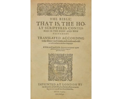 Bible [English]. The Bible: That is, the Holy Scriptures conteined in the Olde and New Testament: Translated according to the
