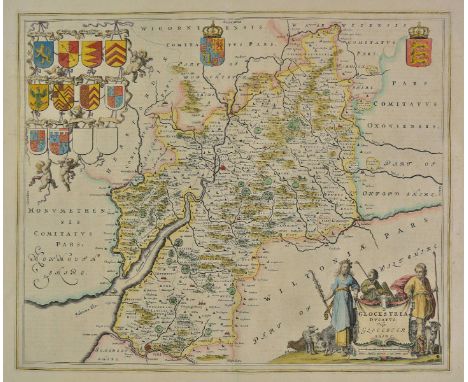 Gloucestershire. Blaeu (Johannes), Glocestria ducatus vulgo Glocestershire, published Amsterdam, circa 1648, hand coloured en