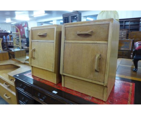 A pair of G-Plan Brandon light oak bedside cabinets and a dressing table 