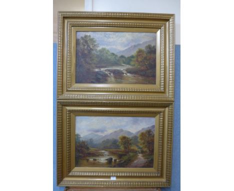 J. Graham (19th Century), pair of river landscapes, oil on canvas, framed 