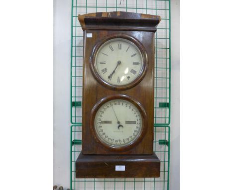 A 19th Century American walnut wall clock and calendar 