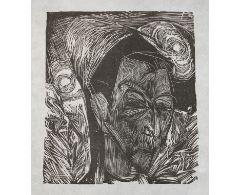 Ernst Ludwig Kirchner, "Bildnis David Müller"lebhafter, kraftvoller Holzschnitt mit dem Portrait eines jungen Mannes, Werksve