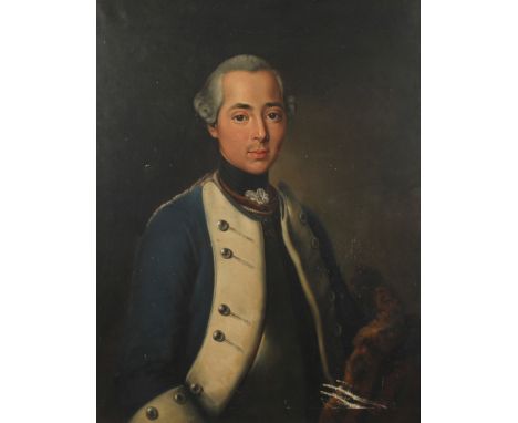 Portrait eines jungen Adeligenjunger Mann in Harnisch und Uniformjacke der preußischen Armee mit zum Betrachter gerichtetem B