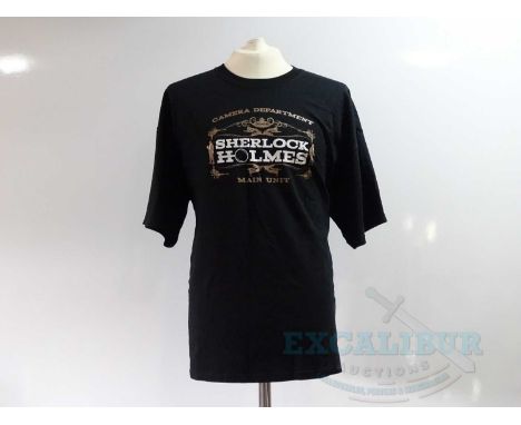 SHERLOCK HOLMES (2008) - A pair of crew clothing items comprising a black short sleeved 2XL main unit t-shirt and a black lon