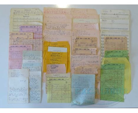 A selection of handwritten lyrics and music score/notes by Roy Wood to include 'Dreaming Of You', 'I Love You Too', 'Not For 