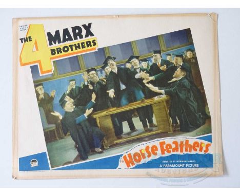 THE MARX BROTHERS - 'Horse Feathers' (1932) US lobby card for the 1936 re-release - 36cm x 28cm - Flat/Unfolded (1 in lot)