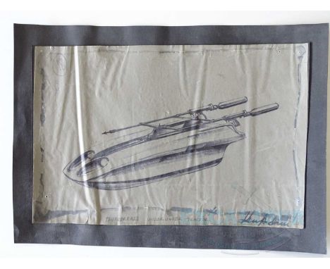 An original KEN ADAM set design sketch for JAMES BOND: THUNDERBALL (1965) 'Thunderball Underwater Tractor' - tracing paper mo