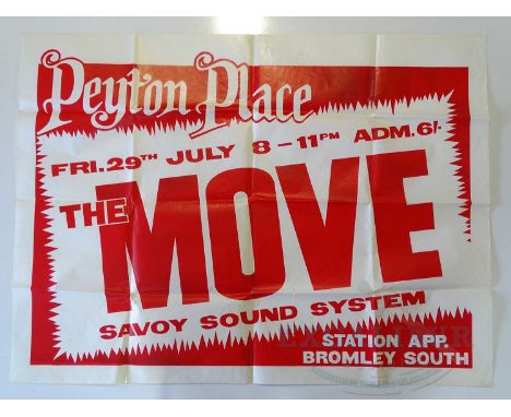 THE MOVE - A UK concert poster from Peyton Place in Bromley - circa 1960's - folded - 75.5cm x 101cm - Provenance : This item