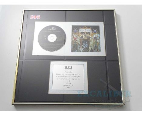 MICHAEL JACKSON - A BPI Multi-Platinum Certified Sales Award presented to Zomba Music Publishers Ltd. for Michael Jackson's 1