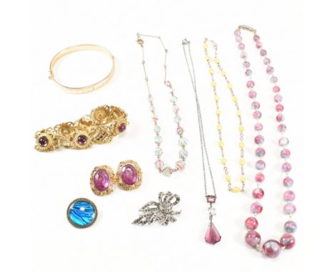 A collection of 1930s glass bead necklaces and costume jewellery.&nbsp;The lot to include three 1930s glass bead necklaces. A