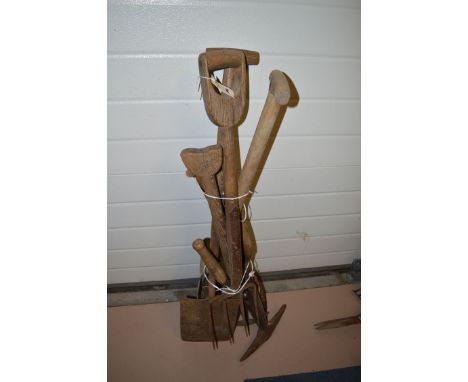 A bundle of garden tools.