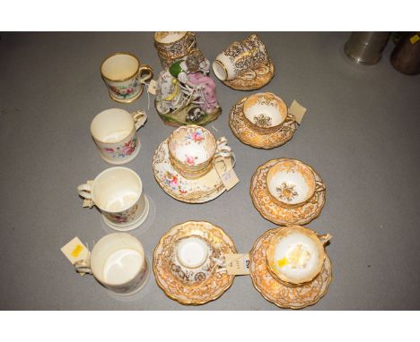 An early 19th Century Spode part afternoon tea set in cream and gilt, pattern no. 2247; together with three mid 20th Century 