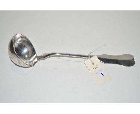 An Austro Hungarian silver ladle, 800 standard, by S. Politzer & Sohn, in fiddle pattern, 32cms, 6.7oz.