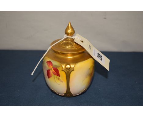 A Royal Worcester potpourri shouldered vase, decorated still-life blackberries with flowers and leaves, four panels, signed K