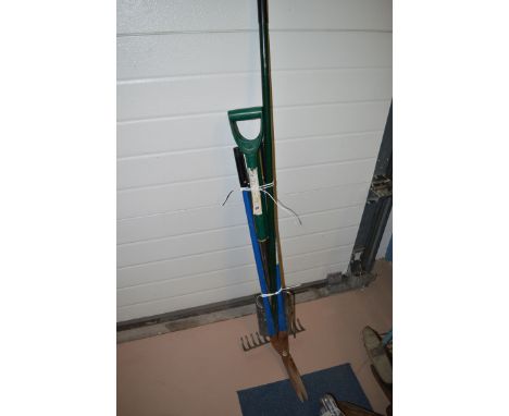 A bundle of garden tools.