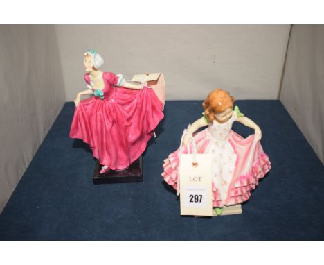 A Royal Worcester figurine No. 3360 'The Curtsey'; and a Royal Doulton figurine HN177 'Delight'.