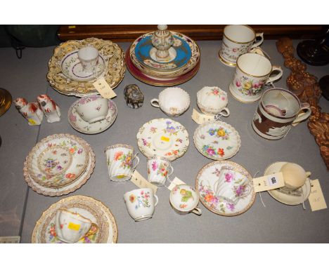A Dresden china part coffee set; sundry antique and other decorative ceramics, including: mid 19th Century ceramic rings; Sta