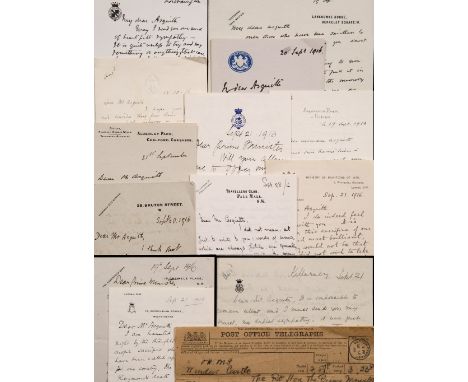 LETTERS TO H.H. ASQUITH (1852-1928, 1ST EARL OF OXFORD, PRIME MINISTER 1908-1916) A collection of letters of condolence to H.