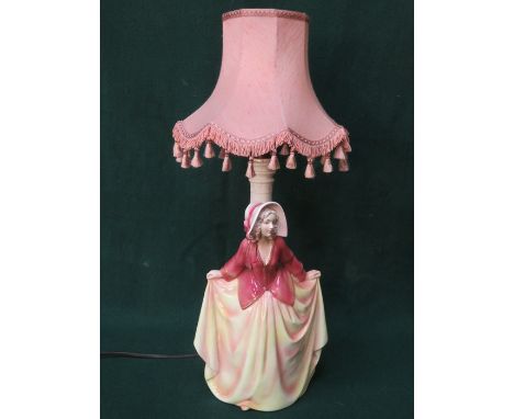 CERAMIC FIGURE FORM TABLE LAMP WITH SHADE (AT FAULT), 58cm HIGH 
