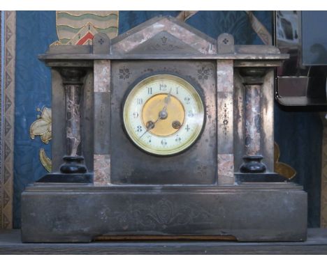 DECORATIVE BLACK SLATE MANTLE CLOCK