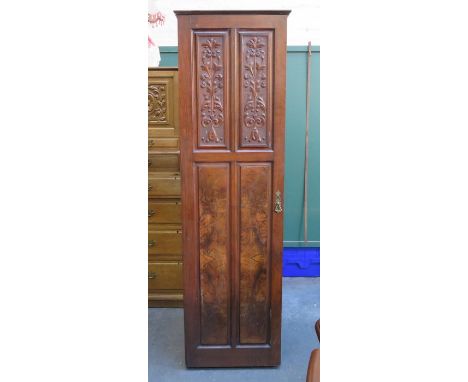 CARVED FRONTED MAHOGANY SINGLE DOOR WARDROBE 