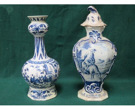 TWO PIECES OF DELFT BLUE AND WHITE CERAMIC VASES (AT FAULT)