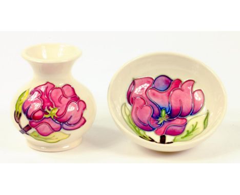 A MOORCROFT MAGNOLIA VASE AND BOWL