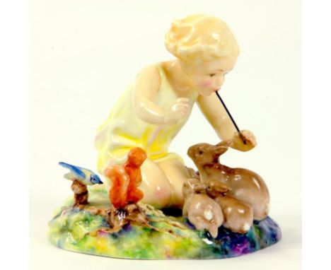 A ROYAL WORCESTER FIGURE, WOODLAND DANCE, MODELLED BY F.G. DOUGHTY, IN COLOURS, 9.5CM H, BLACK PRINTED MARK