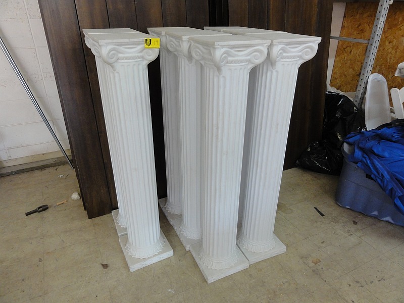 White Plastic Columns, 4' Square Top