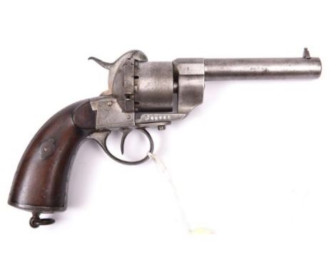 A French 6 shot 12mm Lefaucheux Model 1854 single action pinfire revolver, of the type adopted by the Italian Carabinieri in 