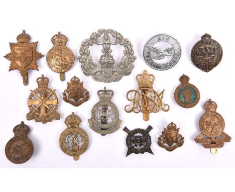 12 various cap  badges of Military Training Establishments etc: bronzed Ryl. Military Academy, GRV Ryl. Military College, GRV