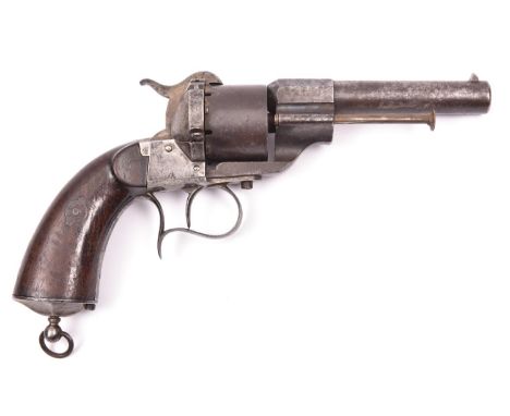 A French 6 shot 12mm Lefaucheux Model 1854 single action pinfire revolver, of the pattern adopted by the Italian Carabinieri 