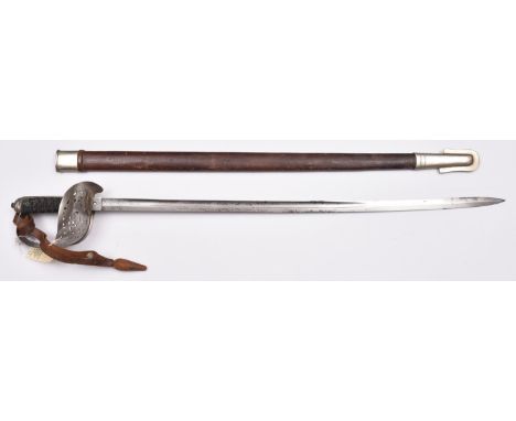 A scarce Edward VIII 1897 pattern Infantry officer’s sword, the Victorian blade 33”, etched with scrolled foliage and crowned