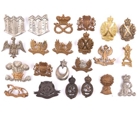 2 pairs of Yeomanry collar badges:  Northumberland Hussars large WM castle type, and brass Westminster Dragoons T.Y; also 18 