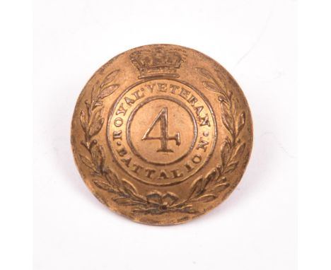 A scarce Georgian gilt coatee button of the 4th Royal Veteran Battalion (raised 1804 - disbanded 1814), 22mm, hollow back mar