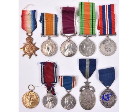 Three: 1914 star, (9184 Sgt J W Tingey 3 Worc. R), BWM (WO Cl 2), no Victory medal present, Army LS &amp; GC, Geo V military 
