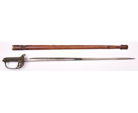 A Vic 1892 pattern Infantry officer’s sword to the Volunteer Medical Staff Corps, blade 32½”, by Hobson &amp; Sons, Lexington