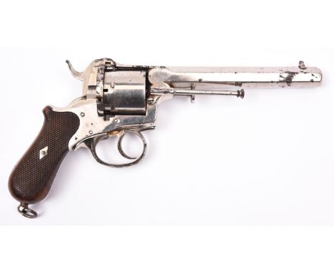 A German (?) military style 6 shot 12mm double action closed frame pinfire revolver, c1868, octagonal barrel 156mm, with ejec