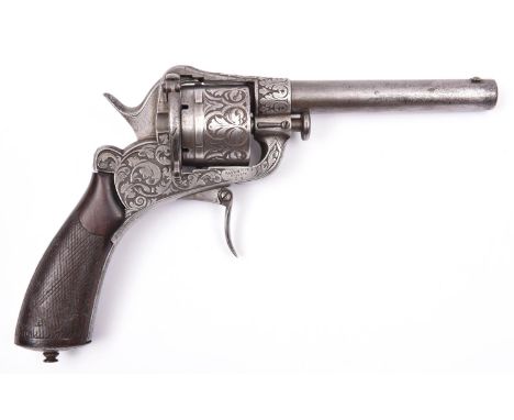 A Belgian 6 shot 12mm Fassin Ronge solid closed frame double action pinfire revolver, of the type adopted by the Danish army,