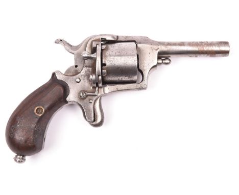 A Belgian 5 shot 7mm single action solid closed frame pinfire revolver, c 1868, round barrel 65mm, with spur trigger and “bir