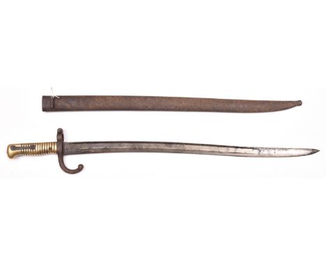 A German made 1869 pattern Chassepot type sword bayonet for the Egyptian Remington rolling block rifle, the blade with king’s