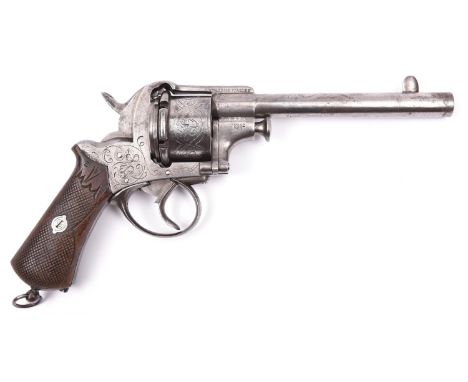 A closed frame double action pinfire revolver, number 1570, c 1865, round barrel 152mm stamped on the top strap “SYSTEME ITAL