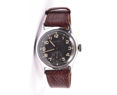DU marked Civitas wristwatch. Serial D-U 2655072. Steel case, polished, 32mm without crown. Fixed bars. Screw caseback, marke