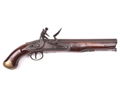 A .56" ordnance pattern commercial flintlock holster pistol, c 1820,  15" overall, barrel 9" with B’ham proofs; flat stepped 